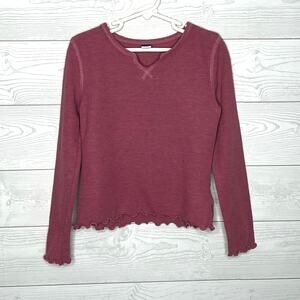 Old Navy dusty rose waffle long sleeve top Girls Size Medium (8)